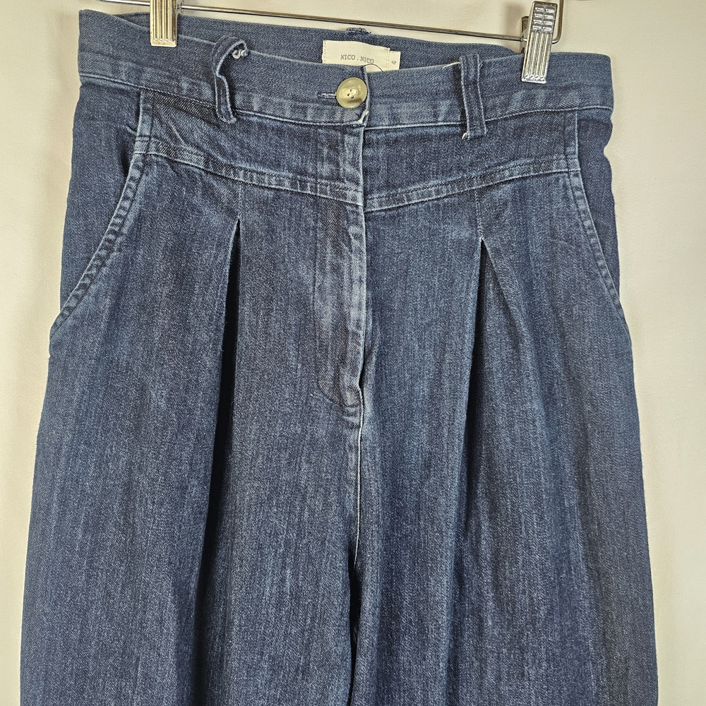 NICO.NICO‎ Pleated High Waist Wide Leg Denim Jeans Size 4 - Picture 3 of 13